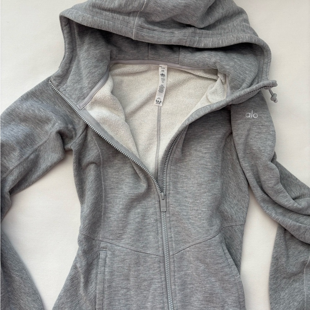 ALO Yoga Athletic Heather Grey Foundation Zip Hoodie